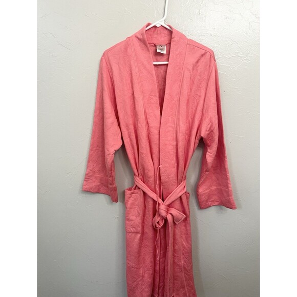 Natori Floral Quilted  Belted Long Sleeve Lightweight Longline Robe Pink Large - Picture 1 of 11